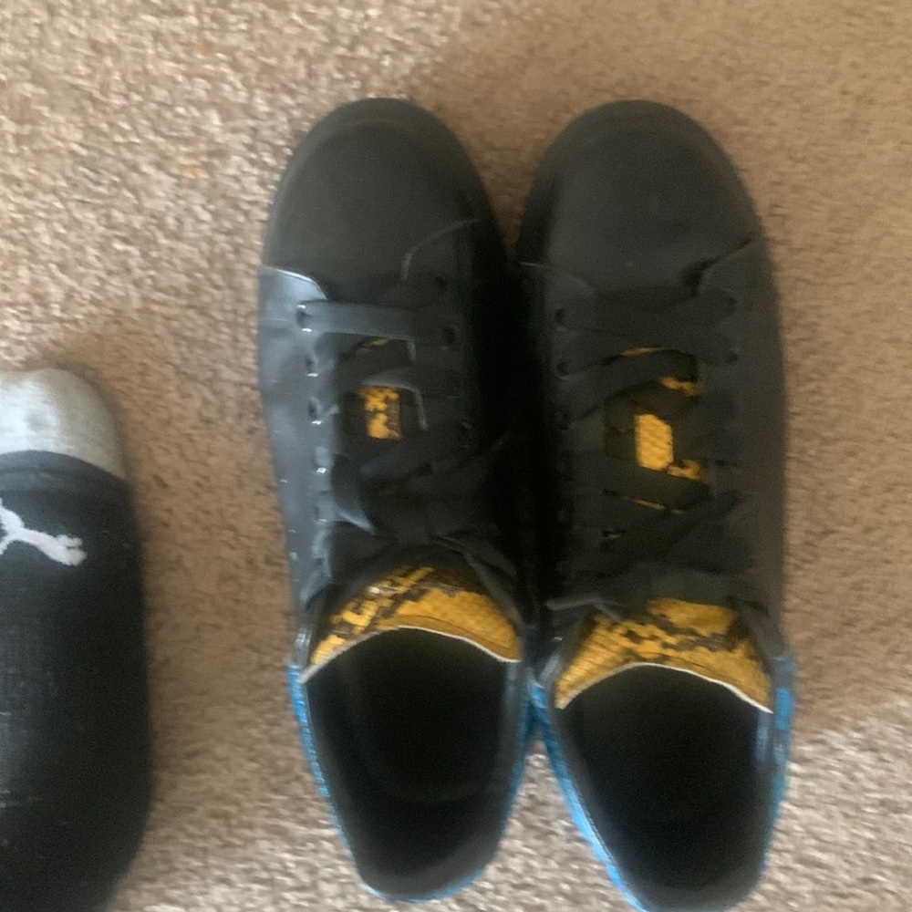 Alexander McQueen oversized sneakers custom blue and yellow snake skin print